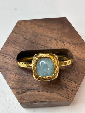 Silpada Vintage Gold-Finish Sterling silver Ring with Light Blue Gemstone